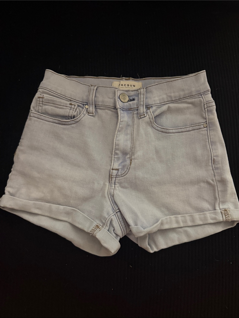 PacSun Light Gray Roll-Cuff Denim Shorts